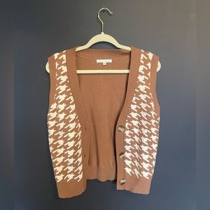 brown and cream sweater vest